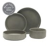 Gibson Elite Deerfield 16-Piece Stoneware Dinnerware Set – Soft Grey