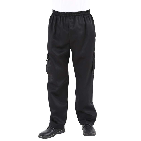 Men's Black Cargo Style Chef Pants Baggy Kitchen Uniforms Work