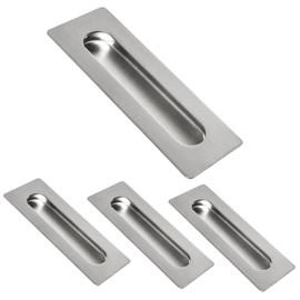 HOMOTEK 4 Pack Flush Pull 7 in Sliding Closet Door Handles Recessed Rectangular Big Handles Bypass Door Handles, Large Size Satin Brushed Stainless Steel Barn Door Finger Pull Set, Free of Sharp Edge