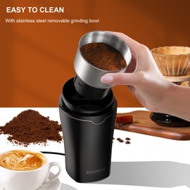 Spice Grinder Electric, Electric Coffee Bean Grinder for Kitchen, Stainless Steel Removable Chamber, Up to 12 Cups, Easy for Coffee Beans,Spices,Herb,flaxseed and Nuts, Silver