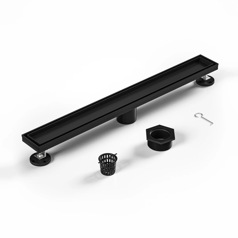 Premium 24" Black Stainless Steel Linear Shower Drain CUPC Certified
