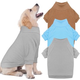 3 Pack Dog Sweaters for Medium Dogs, Fleece Dog Sweater Turtleneck Soft Warm Pet Sweatshirt Pet Clothes Medium Sized Boy Girl (Gray+Blue+Coffee,M)