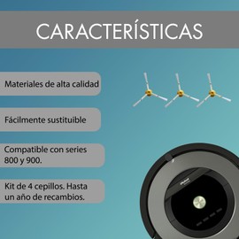 MIRTUX Set of 3 Side Brushes Compatible with Roomba 800 and 900, Pack of 3 Tri-Blade Brushes, Quality Spare Parts