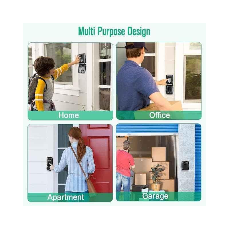 Key Lock Box, Wall Mounted Key Storage Box with 12-Digit