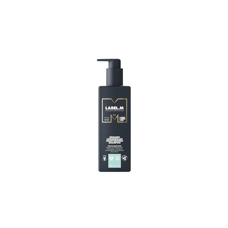 LABEL.M Organic Lemongrass Moisturising Shampoo 300ml – With Recyclable Pump