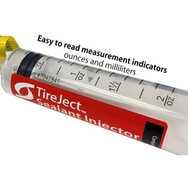 TireJect Tire Sealant Injector - Tubeless Sealant Injector Syringe Applicator Presta & Schrader Compatible - Easy Tire Sealant Installation for Bicycle & All Vehicles - 2oz with Valve Core Tools