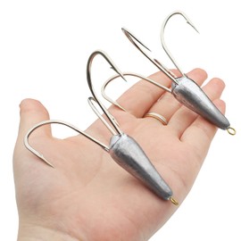 2pcs Snagging Hooks Snagging Weighted Treble Hooks Large Fishing Hooks Snagging Weighted Treble Hooks Weighted Treble Bunker Snag Hooks 2 Sizes(1.76oz)