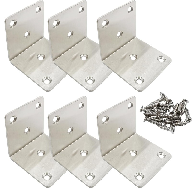 Hyever Stainless Steel Corner Brace Joints Plate 6 Pcs, Angle