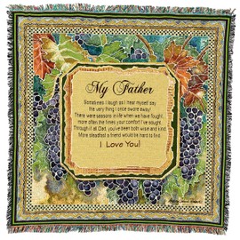 Pure Country Weavers My Father Poem Blanket - Gift Lap Square Tapestry Throw Woven from Cotton - Made in The USA (54x54)