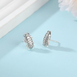 Sterling Silver Pillbug Stud Earrings for Women Pillbug, Doodlebug, Roly Poly Jewelry Gift