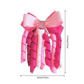 4PCS Valentine's Day Curly Ribbon Hair Bow Clips for Women Girls, Pink Handmade Cheer Hair Accessories for Festival Party