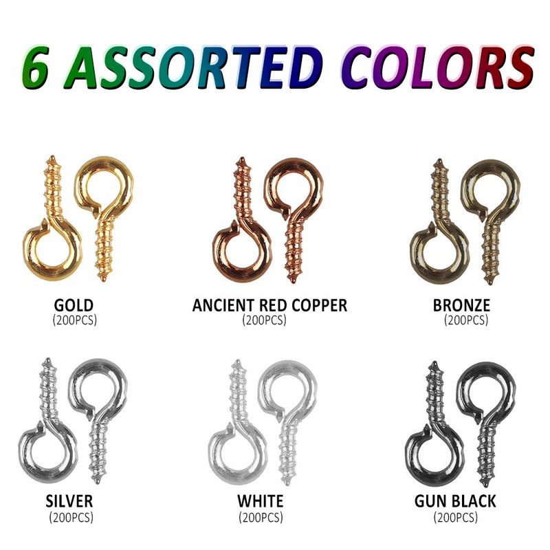 Aipaide Pack of 1200 Small Eye Bolts Metal Eye Screws