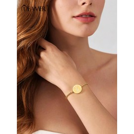 TEAMER Saint Michael Bracelet Stainless Steel St. Michael Box Chain Bracelet The Great Protector Archangel Amulet Religious Jewelry For Women (Gold)