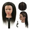 RONGXIHAIR Maniqui Cabeza Cabello Natural Negro 55 Cm Rongxihair