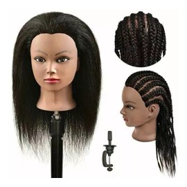 RONGXIHAIR Maniqui Cabeza Cabello Natural Negro 55 Cm Rongxihair