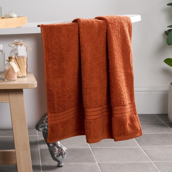 Brentfords Bath Towels Burnt Orange, Ultra Soft Feel 100% Cotton