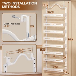 Freexployer 8-Tier Over The Door Pantry Organizer, Large 2 in 1 Wall Mount or Hanging Spice Rack, Pantry Door Organizer and Storage with Adjustable Basket, Door Spice Rack for Pantry, White