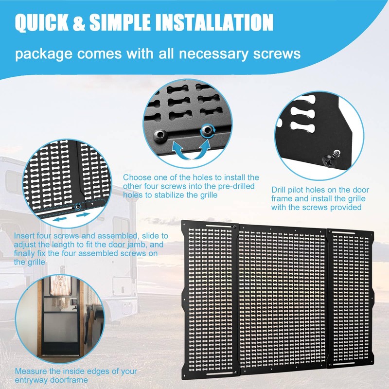 RV Screen Door Protector for Dogs, Adjustable Aluminum Alloy RV