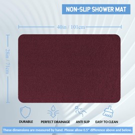 Hargiis Non-Slip Bathtub Mat, Anti Slip Shower Mat, Fast Drying Bathtub Mats, Foot Scrubber Mat, Anti Slip Mat for Tub, Floor, Bathroom, Kitchen, Home, Hotel (Wine Red 40"×28")