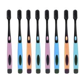 TSAYGFK Activated Charcoal Toothbrush, Manual Soft Toothbrush for Adults, Ultrafine, High Density Contact Tapered Bristle & Slim Design, Protect Fragile Gums(8 Count (Pack of 1))