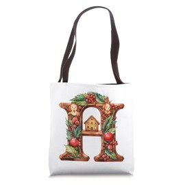 Monogrammed Christmas Initial H Gingerbread Cookie Letter H Tote Bag