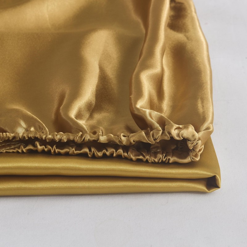 ROOEE Satin Silk Fitted Sheet with Pillowcase Set Breathable Soft