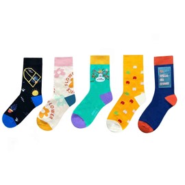 Women's Socks, Comfortable to Wear, Colorful Colors, Anti-Slip Socks, Spring and Autumn Winter Cotton Socks, Cold Protection, Thermal, Antibacterial, Odor Resistant, 8.7 - 9.8 inches (22 - 25 cm), Set