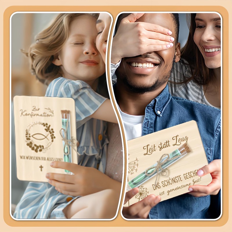 RHQFDM Wooden Money Gift Packaging with Test Tubes, Wish Filler