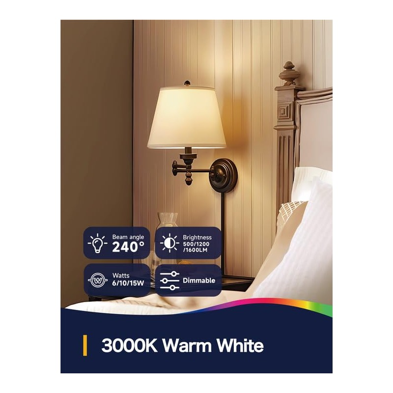 UNILAMP 3 Way Light Bulbs 30 70 100W Equivalent, 3-Way