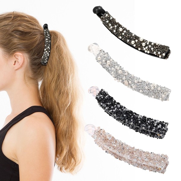 4 Stück banana clip Banana Haarspange mit Perlen und Kristallen