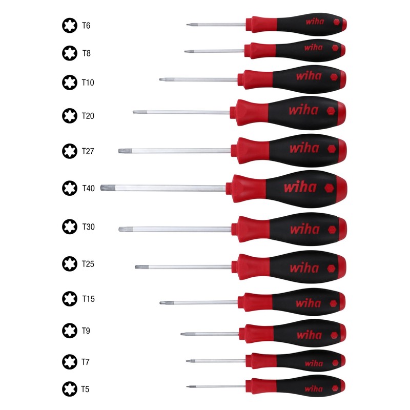 Wiha 36267 12-Piece T5-T40 Torx Driver Set with Soft Finish