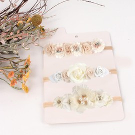 SJBAUTYO Pack of 3 Baby Girls Nylon Headbands Flower Elastic Hair Band Bows Hair Accessories for Newborn Toddlers