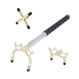 Sinsilvie Snooker Cue Stick Bridge with 3 Brass Bridge Head,Billiards Cue Stick Bridge,13~60 Inches,Red or Grey.Billiards Cue Bridge Accessories. (Black Grey Handle)