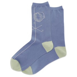 Hot Sox Women's Face Figure Crew Socks 1 Pair Pack, Slate, Women's Shoe Size 4-10