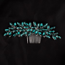 Teyglen Mujeres Delicado Simple Verde Diamantes De Imitación Novia Boda Peine Para El Cabello Accesorios Para El Cabello De Lujo Diamantes De Imitación Brillantes Peines Laterales Para Novia Para Muje