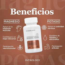 INTROLOGY Magnesio + Potasio, Citrato y Glicinato de Magnesio, Citrato de Potasio | 60 Cápsulas de Gelatina dura, Rinde 30 días |