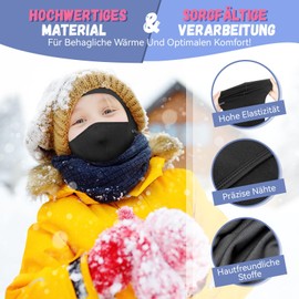 HIKENTURE Children's Balaclava Winter Balaclava Windproof Balaclava Warm Ski Mask Under Helmet Ski Mask Balaclava for Boys Girls Face Hood for Skiing Cycling One Size Black A3, black