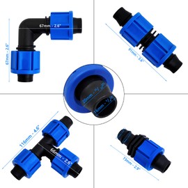 40pcs 4 Types Drip Irrigation Coupling, Blue Connector Farm Irrigation Tools, Universal Joint Drip Irrigation Tube Fitting Full Set (0.79 Inch)