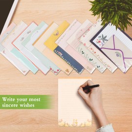 72 PCS Writing Stationery Paper with 36 PCS Envelops, Cute Stationary Paper Floral Animal Writing Paper and Envelopes Lined Letter Writing Set for Invitation Gifts