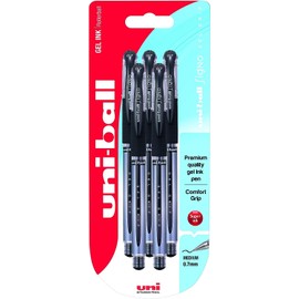 Uni-Ball 153486278 UM-151S Signo Gel Pens with Gel Grip, Black Gel, 0.7mm Stainless Steel Nib (Pack of 5)