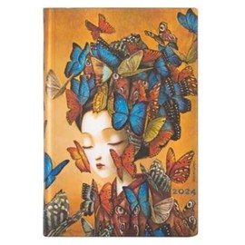 Varzi Dal 1956 Paperblanks 2024 Diary 12 Months Flexis, Mini, Horizontal, The Spirit of Lacombe, Madame Butterfly - 9.5 x 14 cm