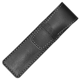 DiLoro Full Grain Genuine Leather Single Pen Cases Sleeve Holder Pouch Set of 3 in Black, Brown and Red