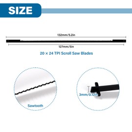 VooGenzek Scroll Saw Blade Set, 24 Pins, Fixed Blade for Sawing Wood, Plastic, Foam, Pack of 20