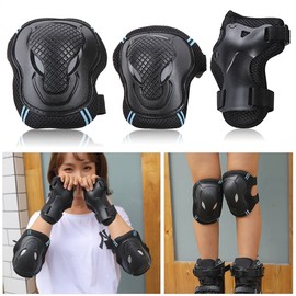 Knee Pads Set 6 Protector Kit Knee Pads Elbow Pads Wrist Guards Protective Equipment Set Safety Protection Pads for Skateboard Cycle Riding