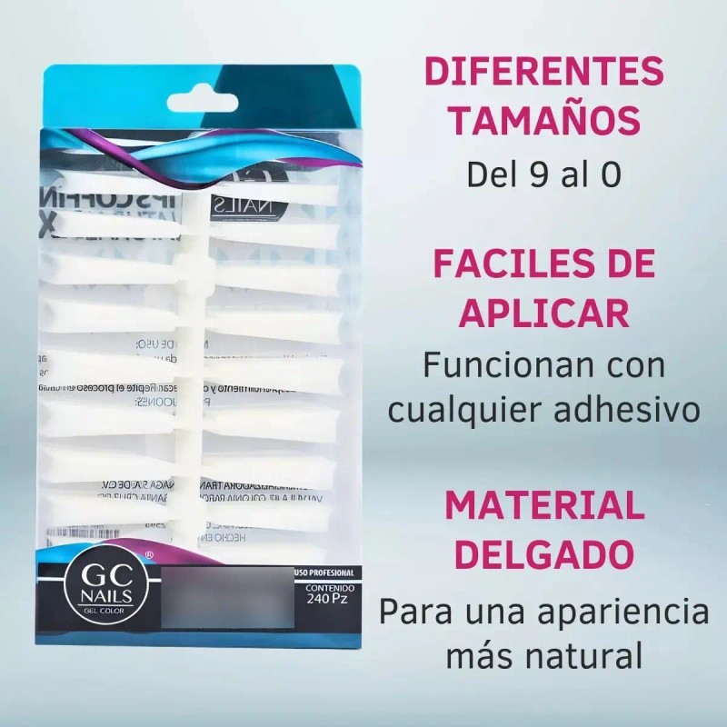 Tip Xxl Coffin 240 Pzs, Uñas Acrilicas , Gc Nails