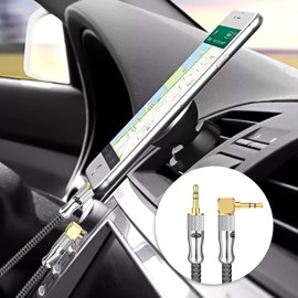 EMK Aux Cable 3.5 mm Audio Cable Nylon Braided Jack Cable 3.5 for Headphones, Smartphones, Speakers, Home/Car Stereos, Tablets, PCs, MP3 Players and More (3.5 mm TRS Right Angle Silver, 3 m)