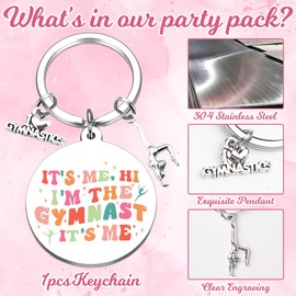 Gymnastics Gifts Cute Gymnast Keychain - Silver It's Me, Hi I'm The Gymnast It's Me, Gymnastics Stuff Keyring for Graduation Birthday Christmas Gift for Women and Girls