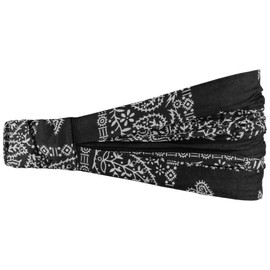 Hutshopping Bajala Women's Headband with Floral Pattern Cotton Headband Fashion Headband One Size (52-60 cm) Wearable All-Year Headscarf Bandana - Black