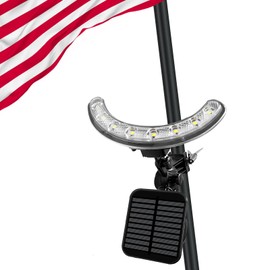 Gakigond Solar Powered Flag Pole Light Outdoor Wide Lighting Range Solar Flag Light with Adjustable 180° Direction, 360lm Brightness, IP65 Waterproof for 1'-1.5" Poles (Black)