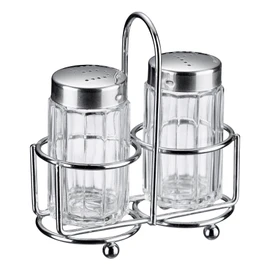 Westmark Cruet Salt and Pepper Shakers, 3 Pieces, Capacity: 50 ml each, Glass/Plastic/Stainless Steel, Traditional, Transparent/Silver, 63112260